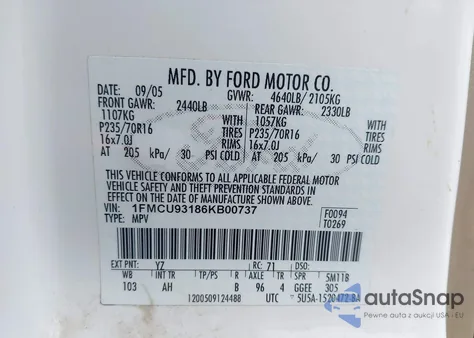 2006 Ford Escape Xlt/Xlt Sport from USA, damaged, VIN 1FMCU93186KB00737
